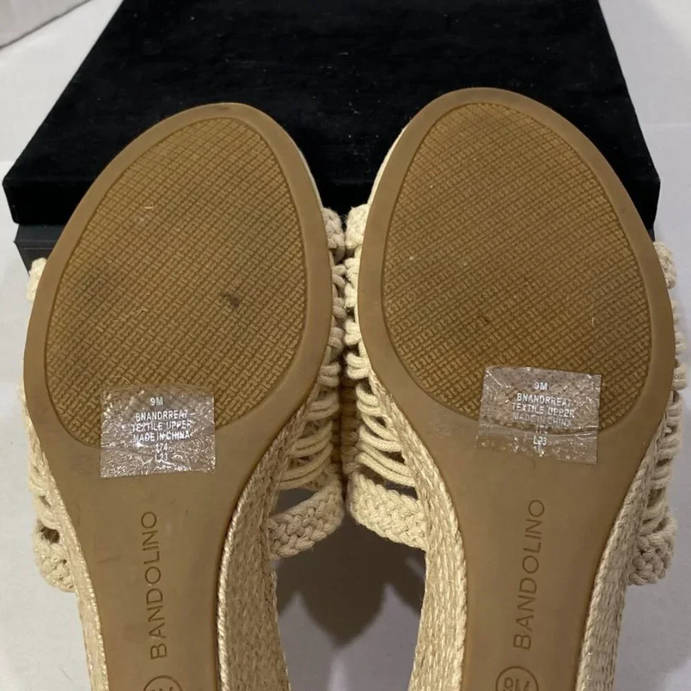 Bandolino Cream/Tan Wedge Slide Sandals Size 9M